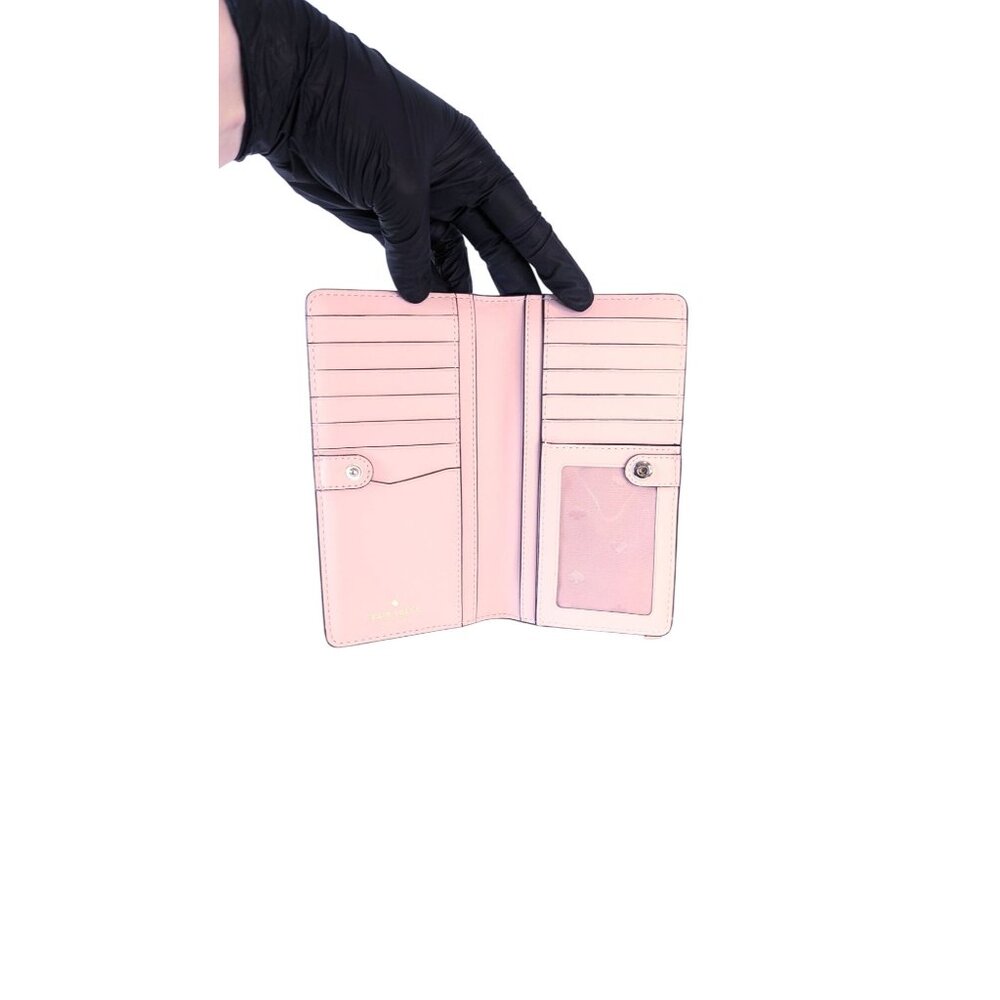 Kate Spade New York Long Wallet Bifold Saffiano Leather Pink Pastel Gold Tone - Picture 4 of 12